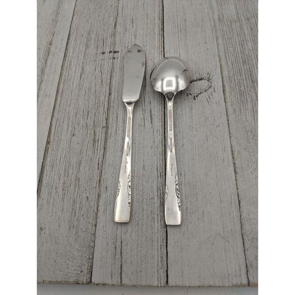 Vintage 1881 Rogers Proposal Silverplate Flatware Butter Knife Jelly Spoon - Picture 4 of 7